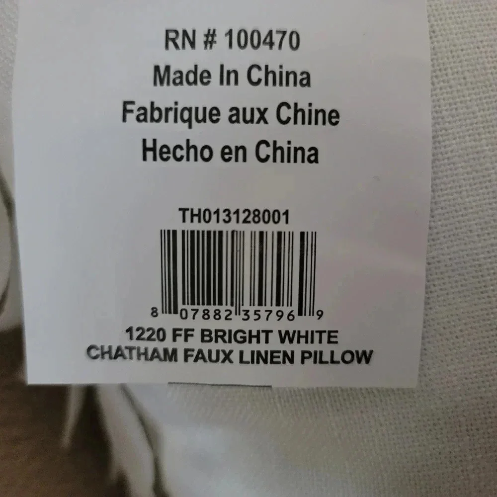 Bright White Marlo Lorenz THRO Faux Linen Fallen Leaves Feather Pillow 18
